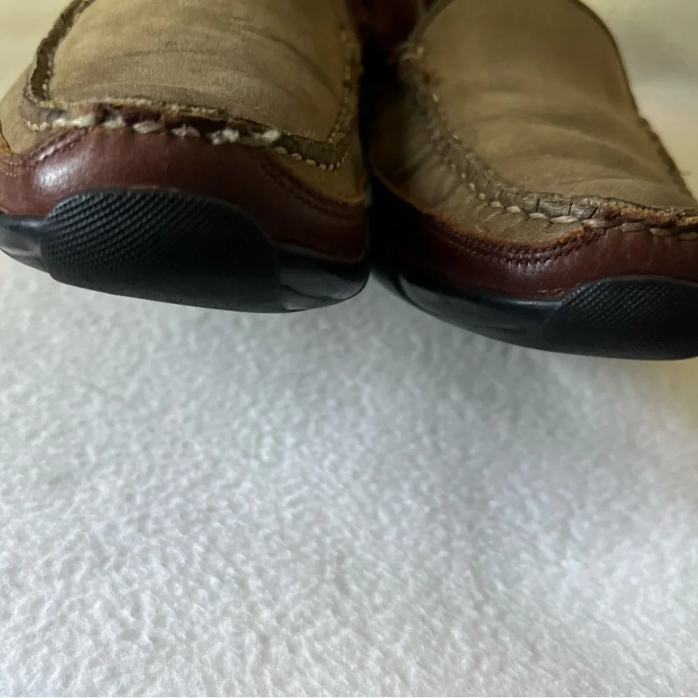 Allen Edmonds Men size 9 1/2B Boulder Driving Beige/Brown Leather Loafers